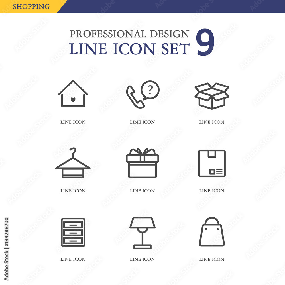 shopping line icon set shopping line icon set