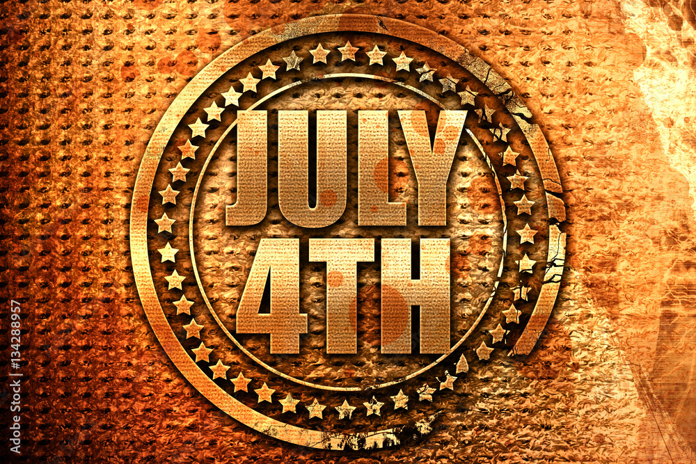 july 4th, 3D rendering, grunge metal stamp july 4th, 3D rendering, grunge metal stamp