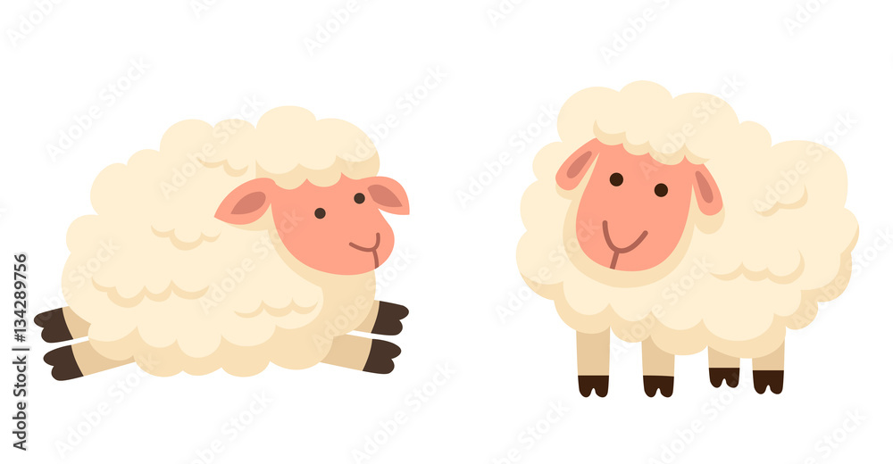 Fototapeta premium illustration of isolated sheep on white background