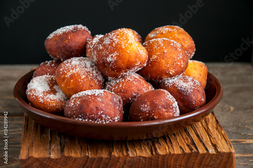 Pumpkin berliner donuts withs jam galzed with sugar