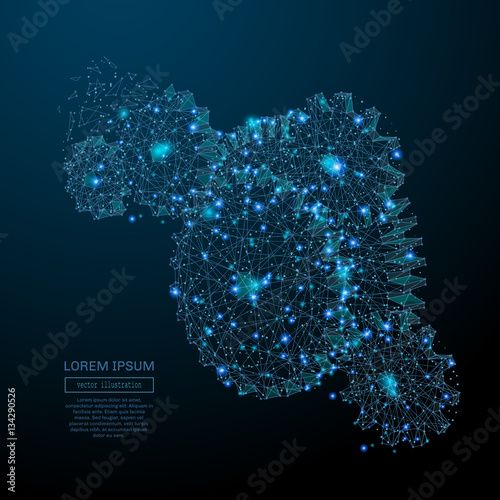 Abstract image of a gears in the form of a starry sky or space, consisting of points, lines, and shapes in the form of planets, stars and the universe. Business vector wireframe concept.