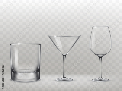 Set of glasses for alcohol in a realistic style