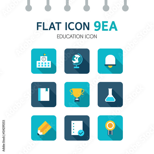 education Flat icon set