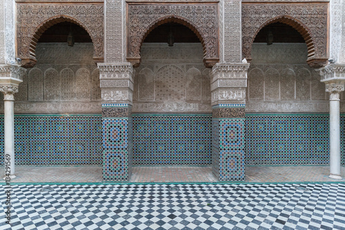 Bilde på lerret Moroccan ancient islamic school - madrasa in Fez, Morocco, Africa