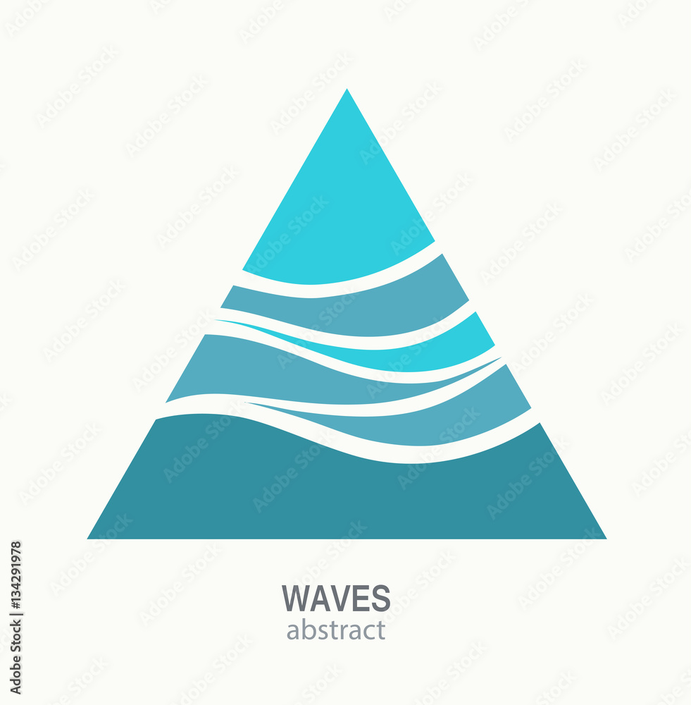 Water Wave Logo abstract design. Triangle aqua icon. 