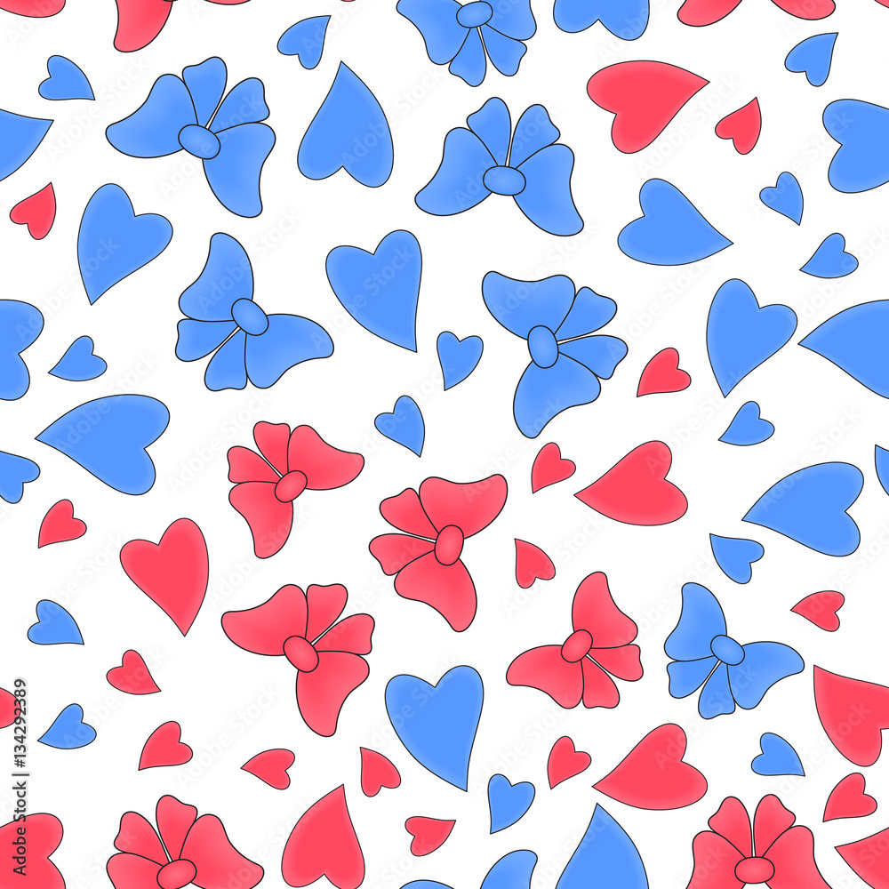 Happy Valentine day romantic seamless pattern with hearts and butterfly Happy Valentine day romantic seamless pattern with hearts and butterfly