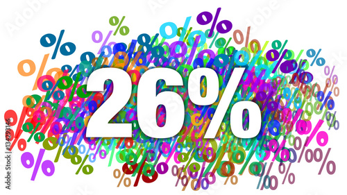26 Percent White Text on Colorful Percentage Background