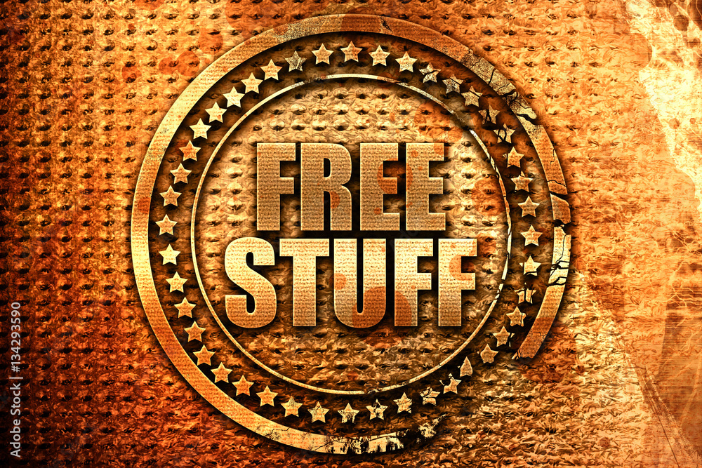 free stuff, 3D rendering, grunge metal stamp free stuff, 3D rendering, grunge metal stamp