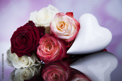 Heart background and roses  Valentines day background