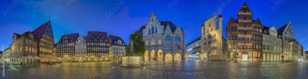 Hildesheim Marktplatz beleuchtet Panorama 360 Grad