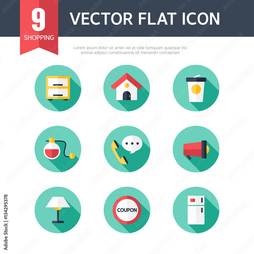 shopping flat icon set