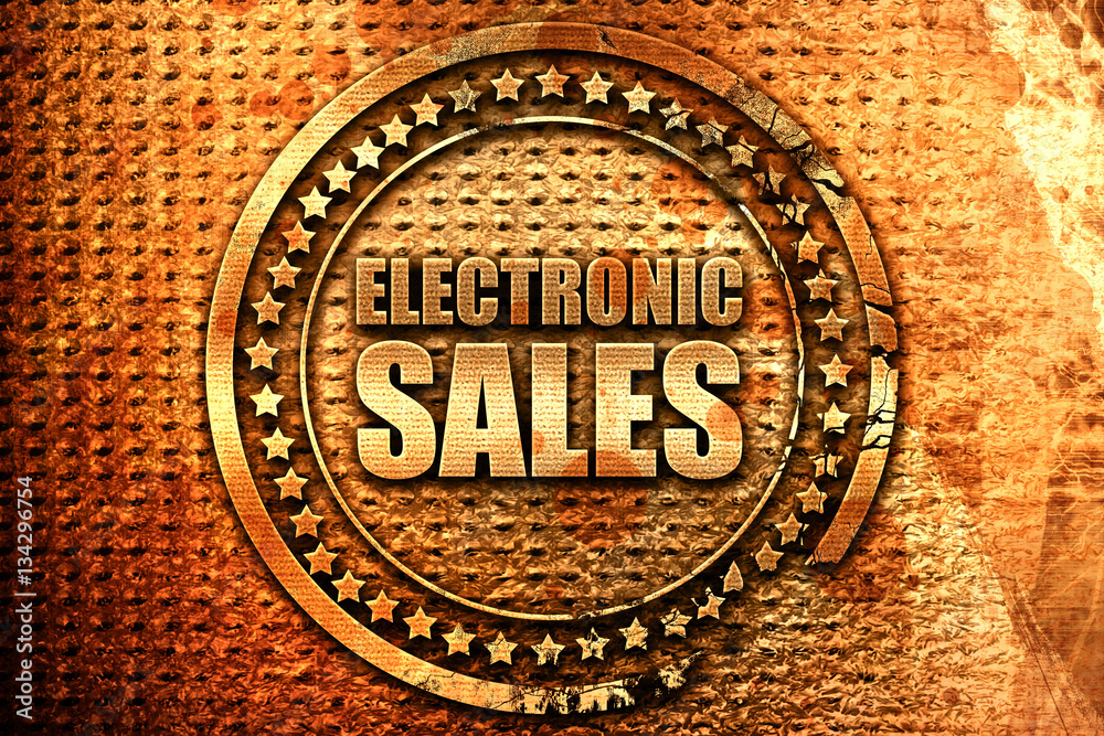 electronic sales, 3D rendering, grunge metal stamp