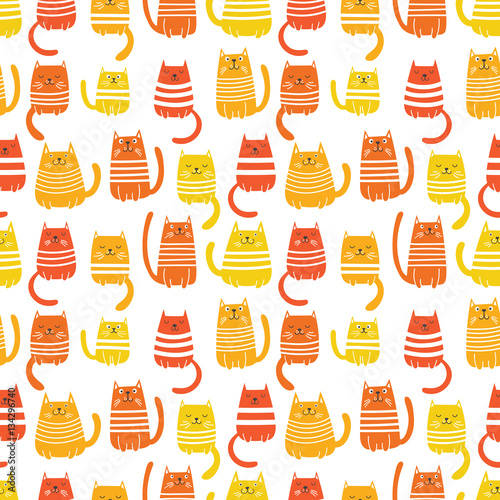 Orange cats seamless pattern