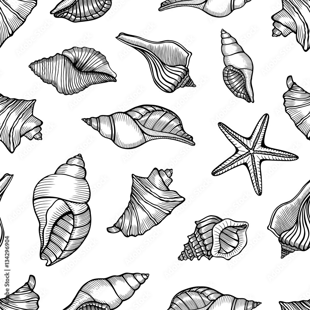 Seamless pattern with shells Seamless pattern with shells