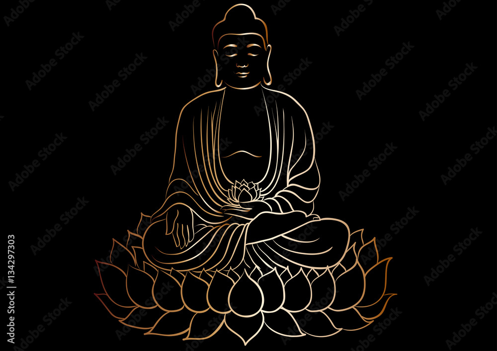 Buddha in line hand drawn sketch style on white Vector Image