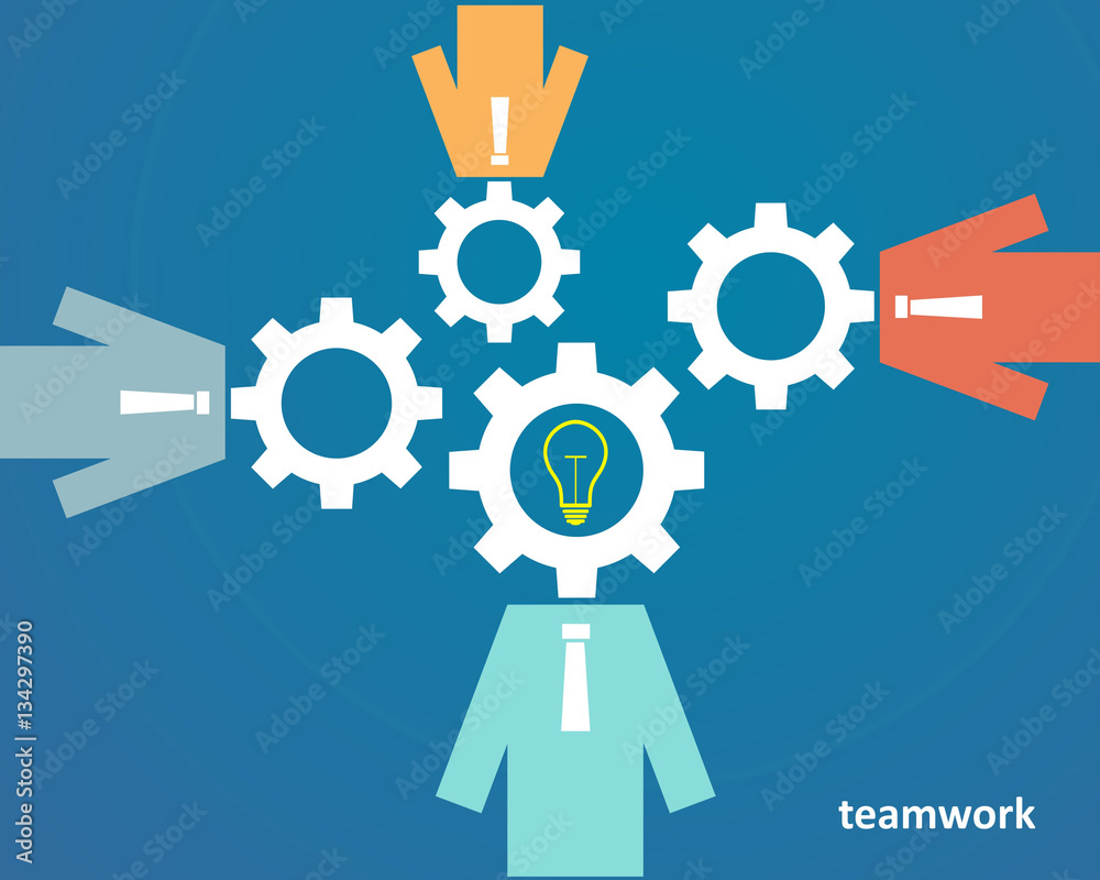 the concept of teamwork - people with heads of gears