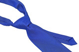 Blue tie with a knot on a white background