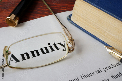 Annuity written on a paper. Finance concept. photo