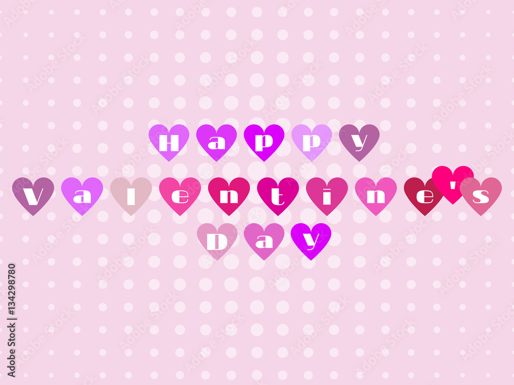 Happy Valentine's Day, the letters in the hearts. Vector illustration