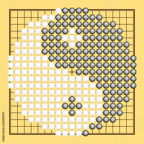 Vector Go game or Weiqi (Chinese board game) with yin yang symbol