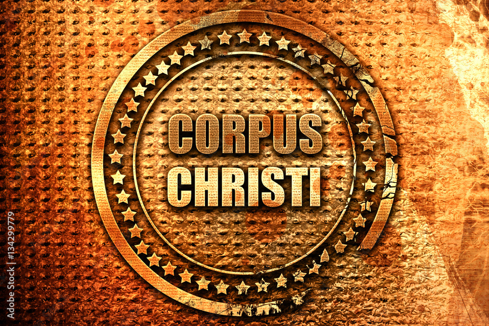 corpus christi, 3D rendering, grunge metal stamp