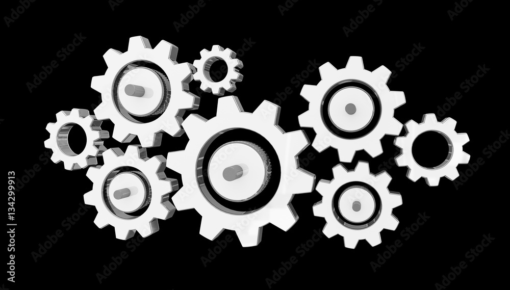 Digital gear icons 3D rendering Digital gear icons 3D rendering