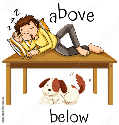 Opposite words for above and below