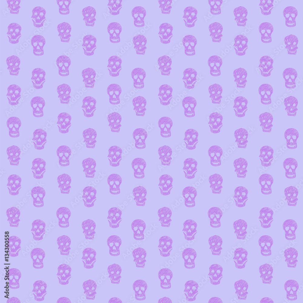 Purple and lavender drawing skull seamless vector pattern illustration Purple and lavender drawing skull seamless vector pattern illustration