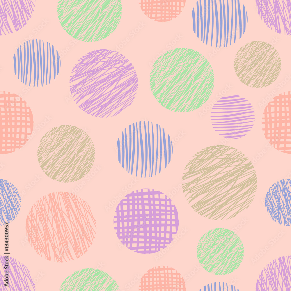 Seamless vector geometrical pattern with circle. Pastel endless background with hand drawn textured geometric figures. Graphic illustration Template for wrapping, web backgrounds, wallpaper Seamless vector geometrical pattern with circle. Pastel endless background with hand drawn textured geometric figures. Graphic illustration Template for wrapping, web backgrounds, wallpaper
