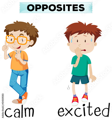 Opposite words for calm and excited