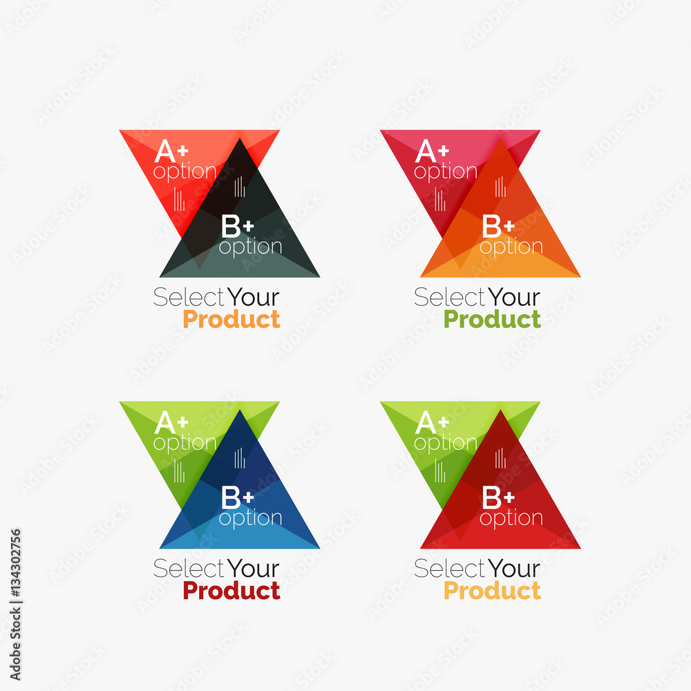 Set of triangle infographic layouts with text and options Set of triangle infographic layouts with text and options