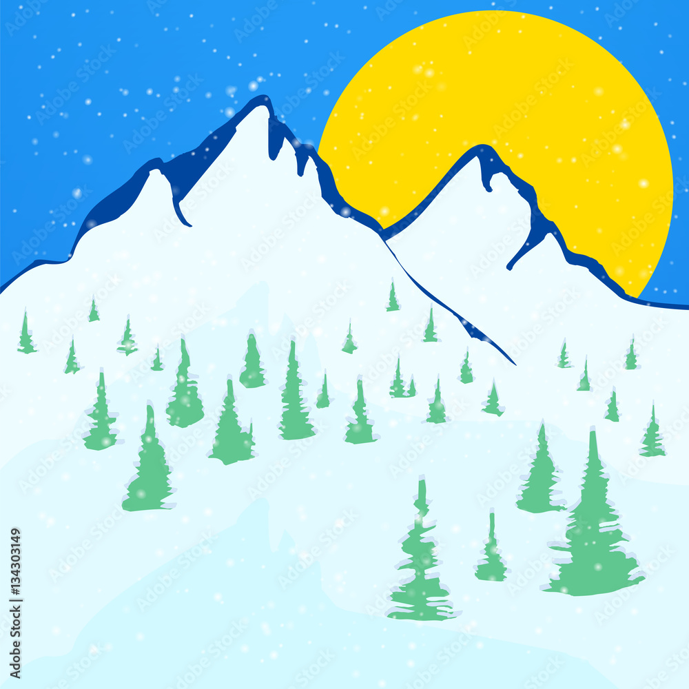 Fototapeta premium Beautiful winter landscape background.