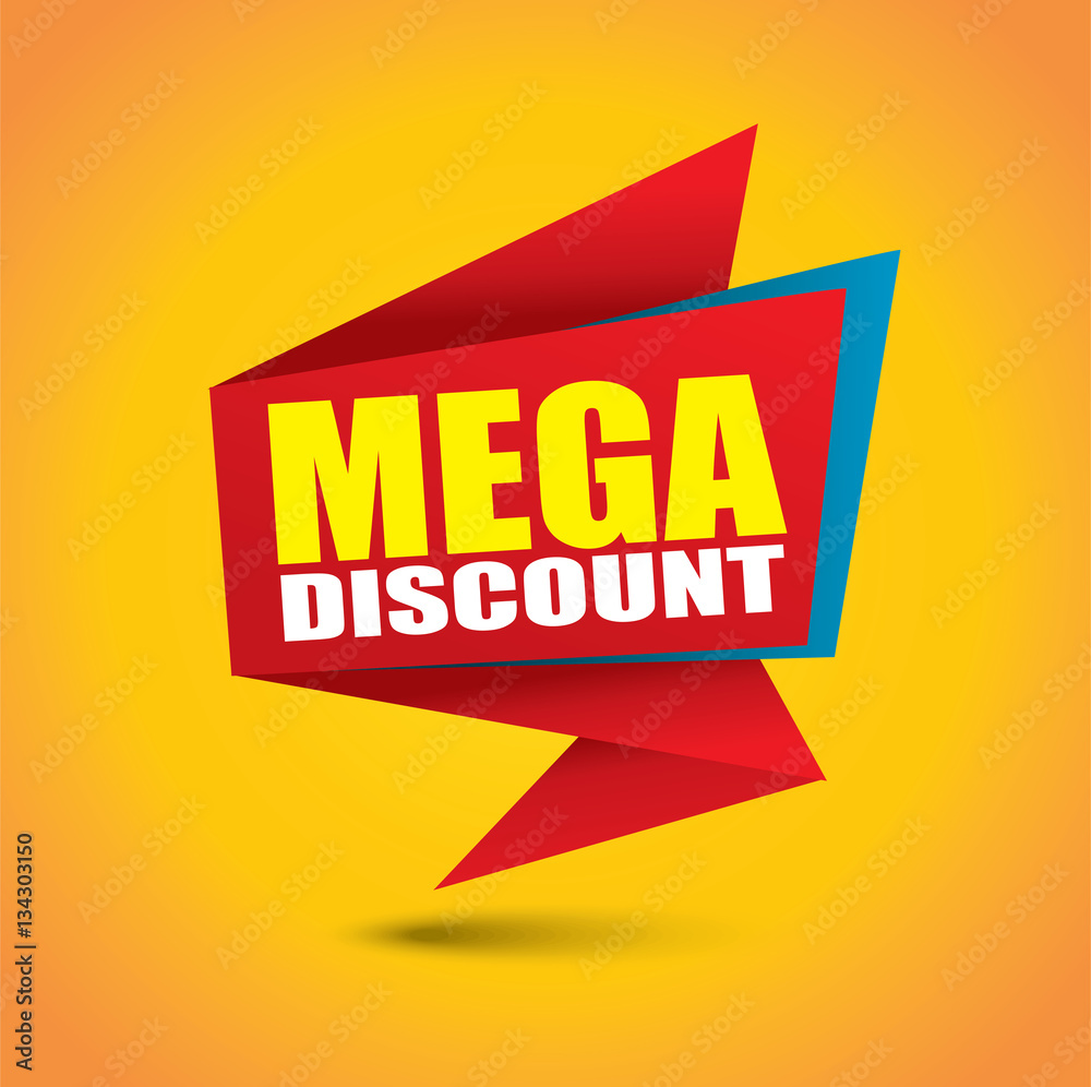 Mega discount price bubble banner vibrant red color Stock Vector