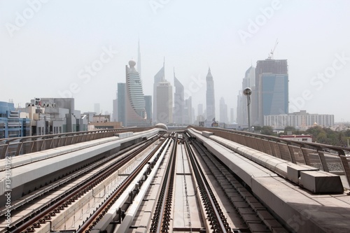 Dubai metro the forward movement speed of the skyscrapers