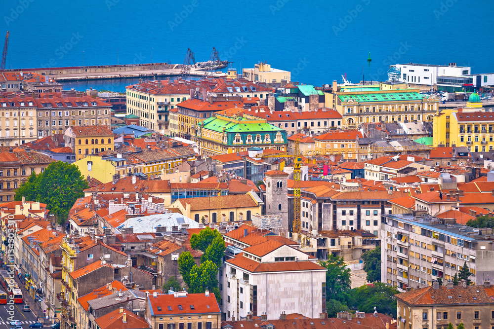City of Rijeka waterfront rooftops view