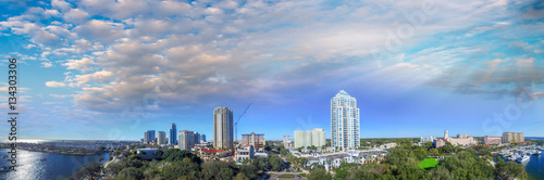 Canvas Print Aerial panoramic sunset view of Saint Petersburg, Florida