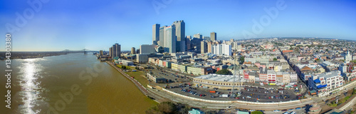 NEW ORLEANS, LA - FEBRUARY 11, 2016: Aerial panoramic view of ci