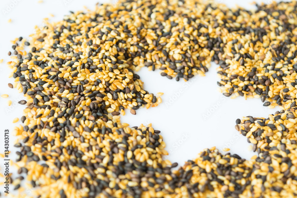 black, white sesame after fried, ready to eat, healthy grain, for cooking or decorate food, or for the sweet dessert black, white sesame after fried, ready to eat, healthy grain, for cooking or decorate food, or for the sweet dessert