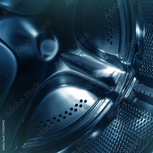 Closeup washing machine tank. Abstract metal background © croisy