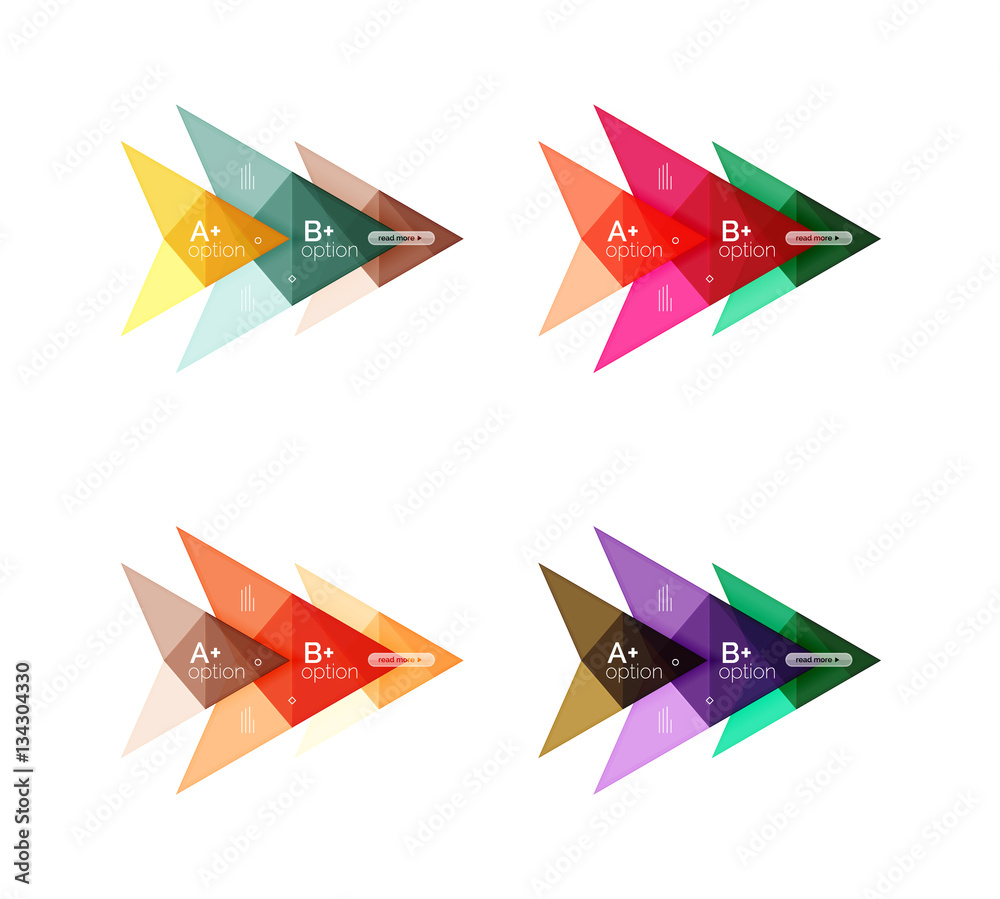 Fototapeta premium Colorful vector option banner arrow templates, infographic layouts