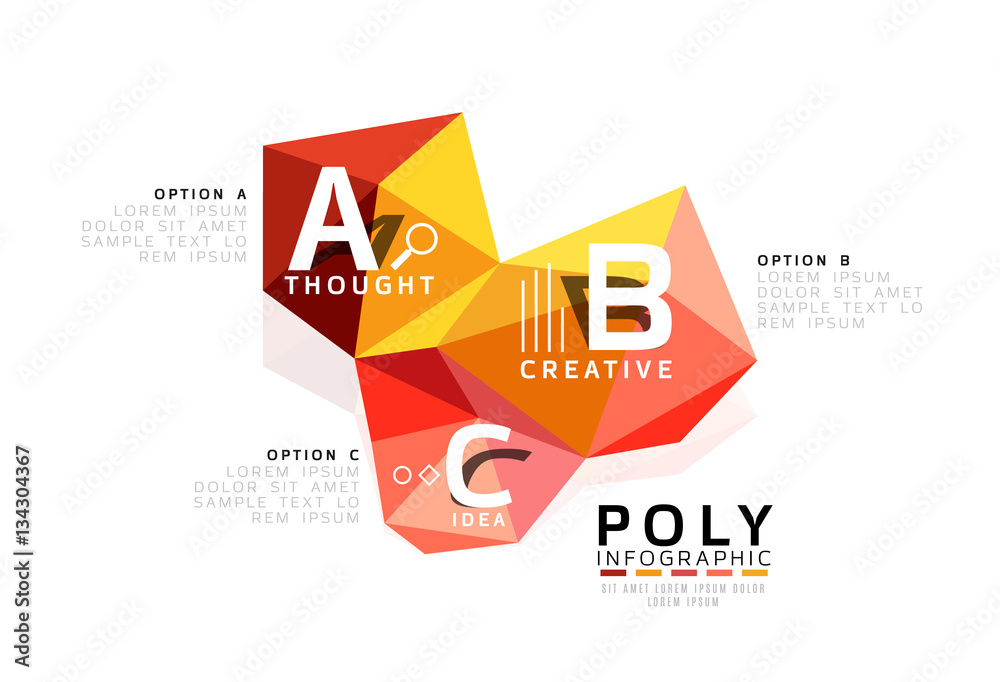 Abstract triangle low poly infographic template Abstract triangle low poly infographic template
