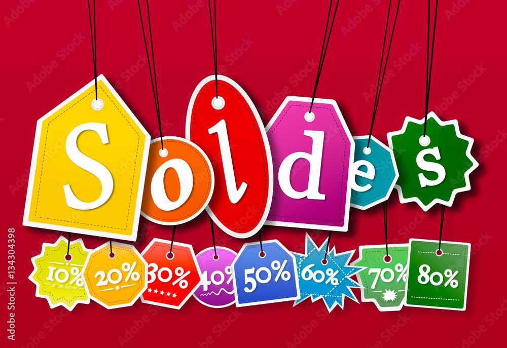 Concept of sales labels with promotion text printed on it Concept of sales labels with promotion text printed on it