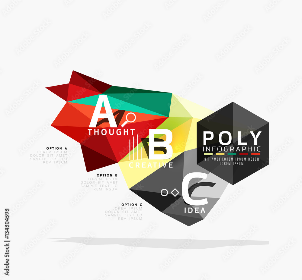 Vector low poly geometric infographics Vector low poly geometric infographics