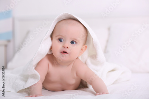 Cute funny baby with towel ...