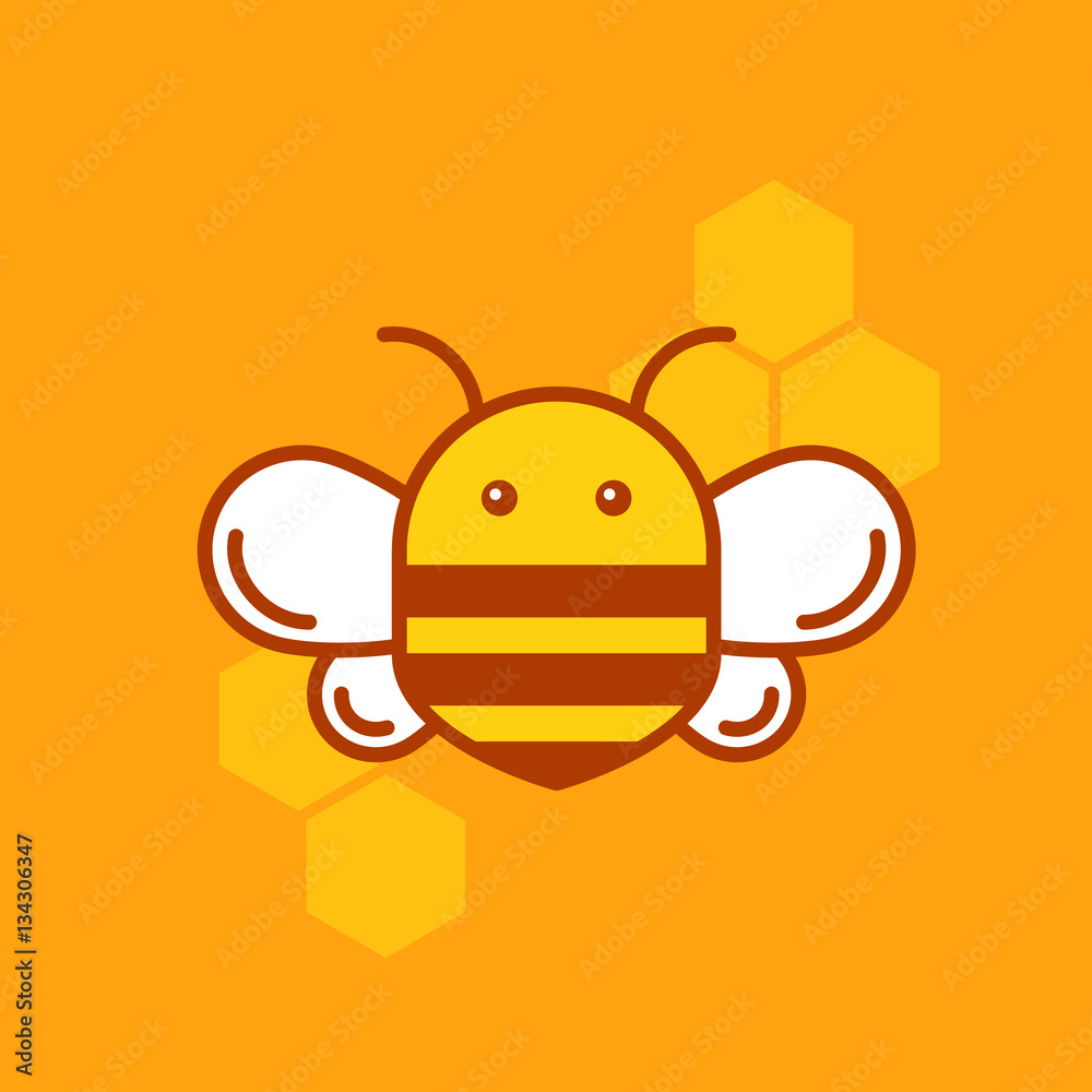 Obraz premium Bee thin lined icon. Bumblebee logotype design.