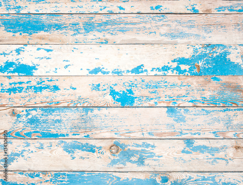 Old blue and white wooden background.