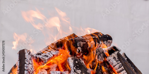 Burning wood - red and orange fire for warming hands