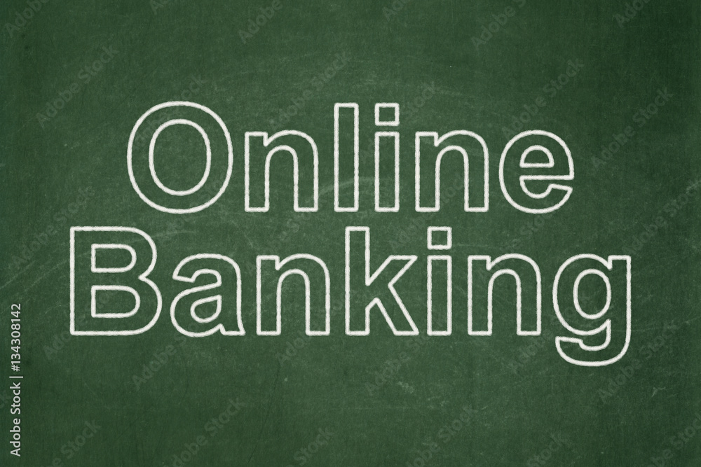 Fototapeta premium Currency concept: Online Banking on chalkboard background