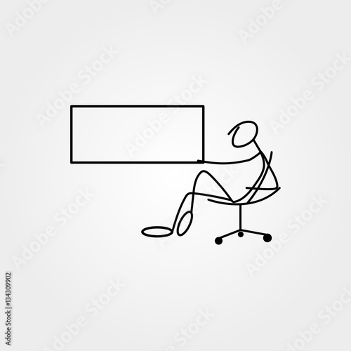 Cartoon icons set of sketch stick bisiness figure in cute miniature scenes.