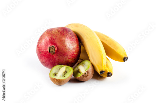 Ripe fresh fruits isolated on white background